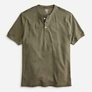 Cotton-Linen Short-Sleeve Piqué Henley